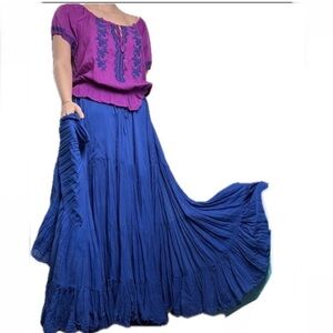 Bellydancing Skirt Vibrant Royal Blue 5 Tier Maxi Bellydancing Skirt for Women